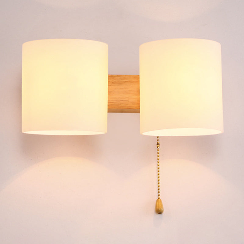 Cylinder Wall Mounted Lamp Modern Simplicity Milk Glass Wall Mount Lamp for Living Room