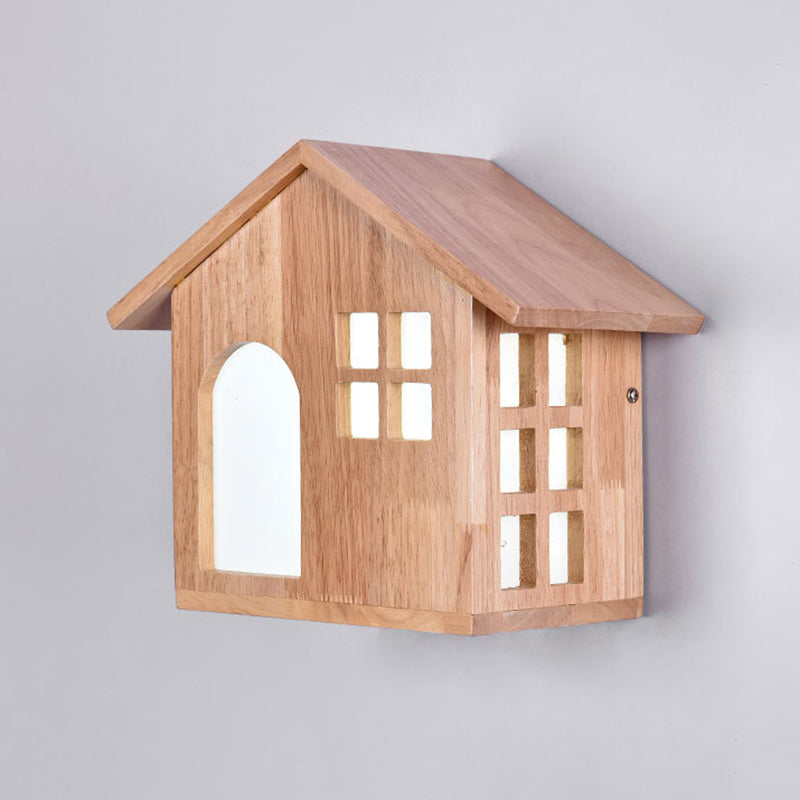 House Shape Wall Mounted Lamps Modern Simplicity Wood Wall Sconce for Living Room