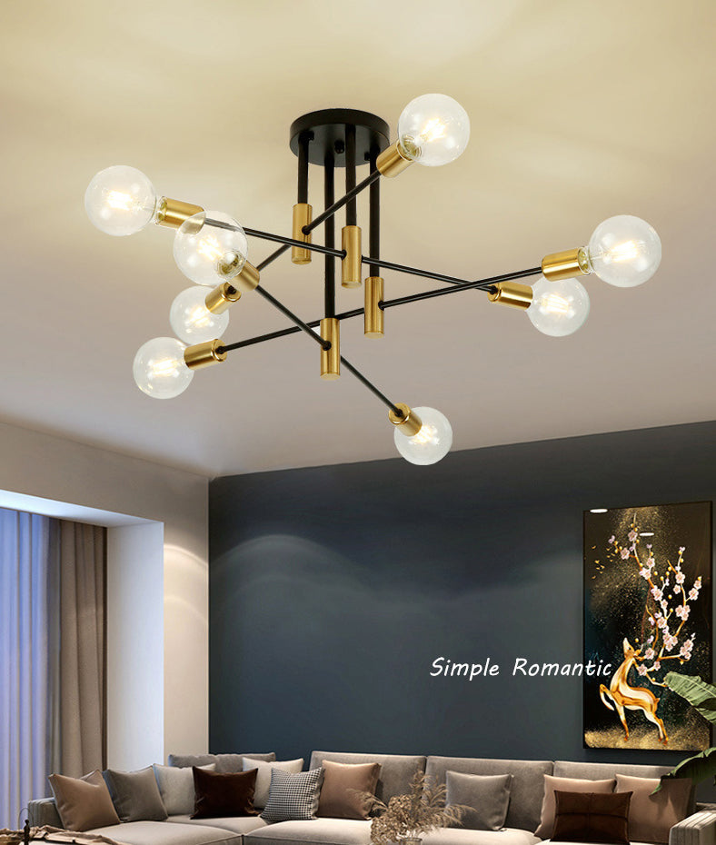 Lampadario a sospensione di metallo nero leggero moderno lampadario a soffitto in vetro moderno per soggiorno