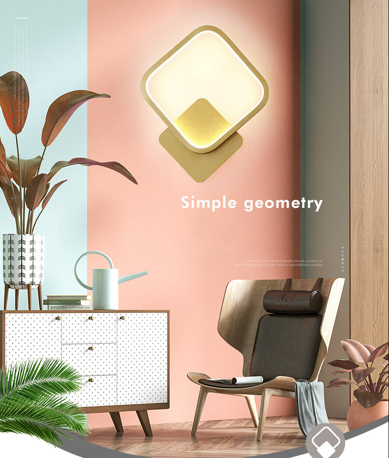 Aluminum Alloy Minimalism Style LED Wall Sconce 11.8" H Square Rounded Corners Mini Bedside Lights