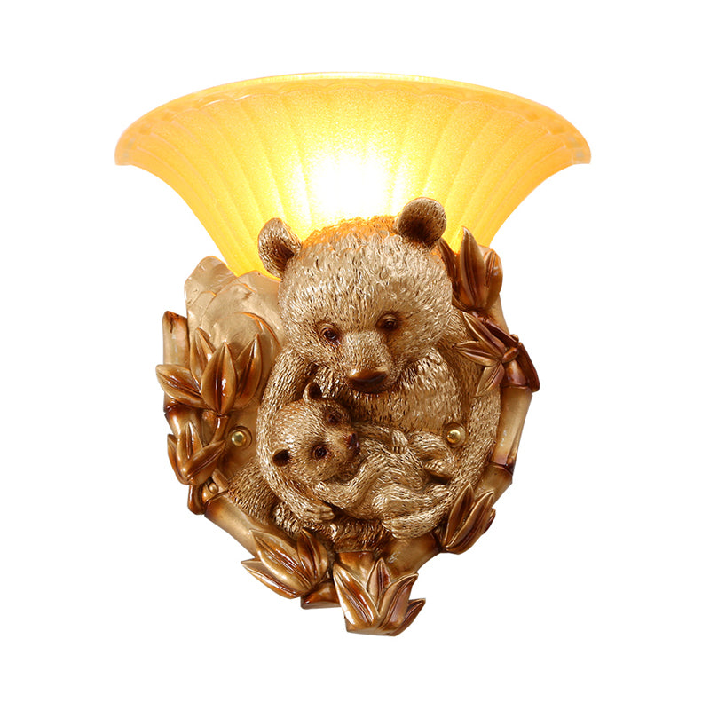 Resin Bear Mom and Baby Sconce Light Vintage 1-Light Golden Wall Mount Lighting Ideas
