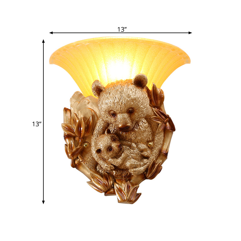 Resin Bear Mom and Baby Sconce Light Vintage 1-Light Golden Wall Mount Lighting Ideas