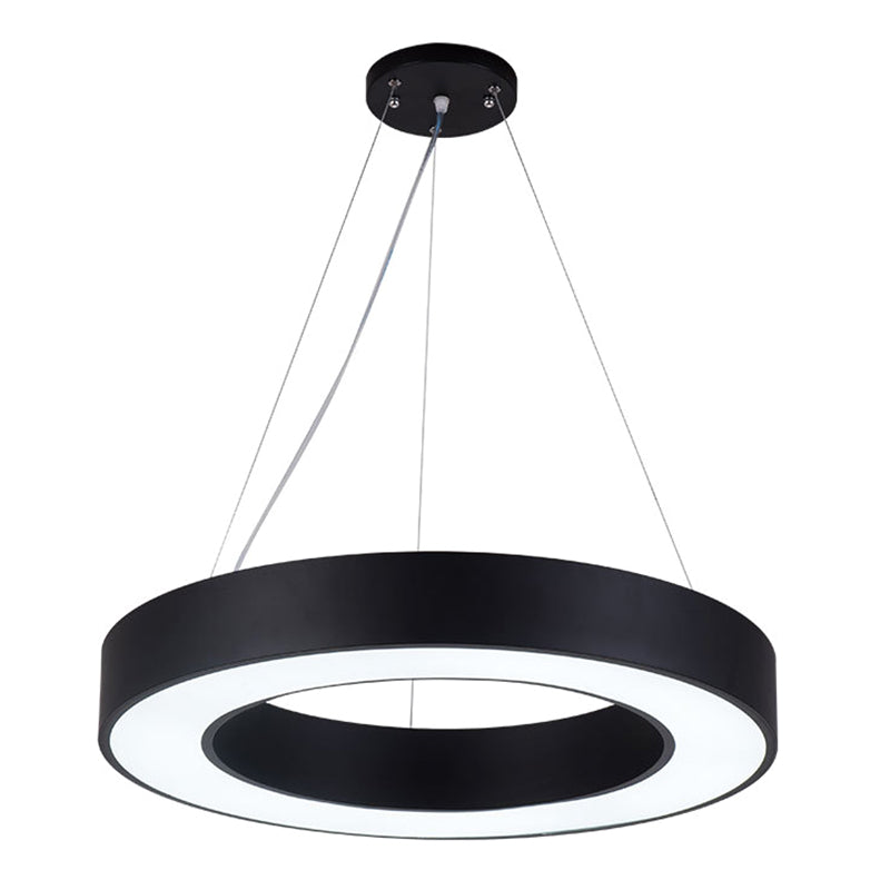 Pendentif de bureau rond creux Métal de plafond Metal LED Modern Down Lighting Pendant en noir
