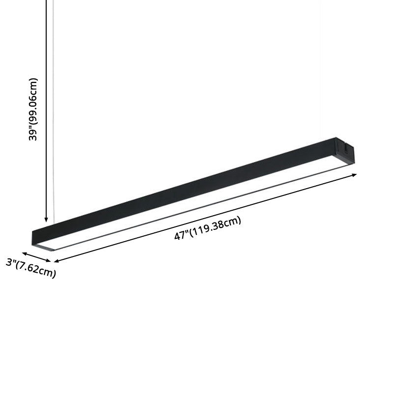 Rechthoek Acrylhangende lamp Minimalistische LED Black Down Lighting Pendant