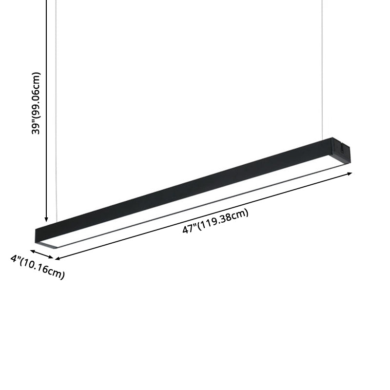 Rechthoek Acrylhangende lamp Minimalistische LED Black Down Lighting Pendant