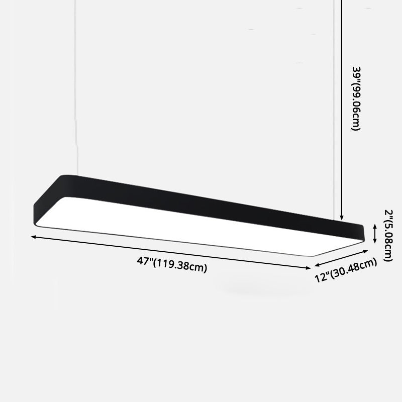 Rechteckige Anhänger Deckenleuchte zeitgenössische Acryl -LED -Büro -Anhängerbeleuchtung in Schwarz