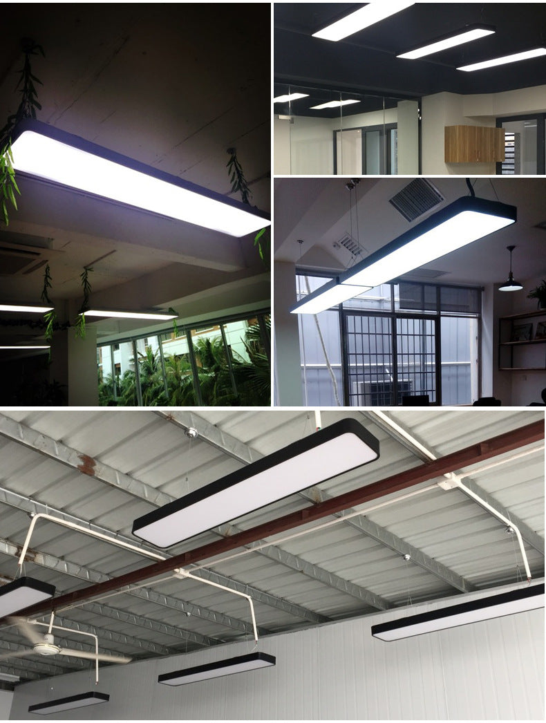 Rechteckige Anhänger Deckenleuchte zeitgenössische Acryl -LED -Büro -Anhängerbeleuchtung in Schwarz