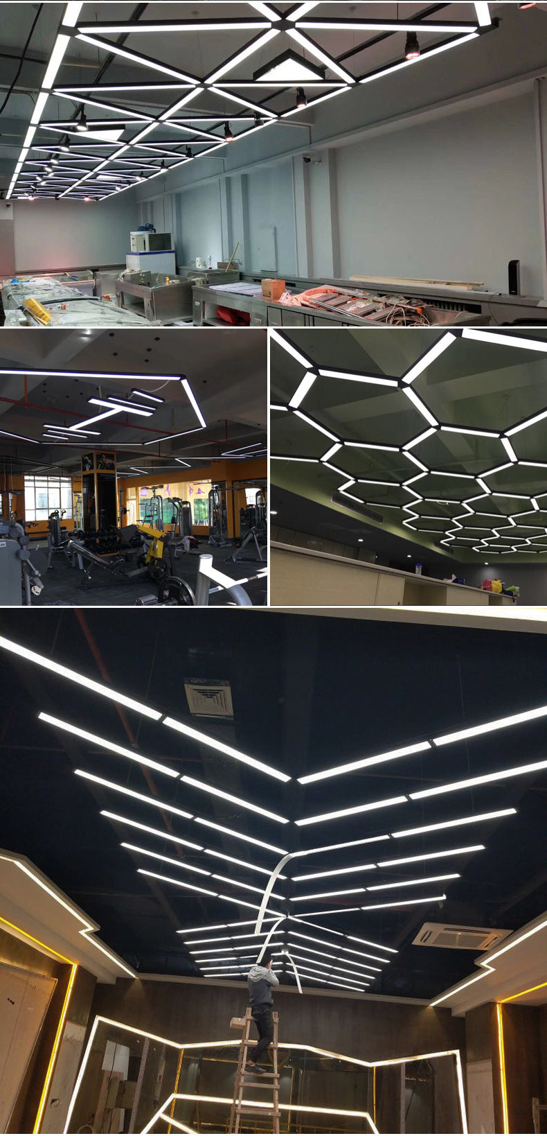 Rechteckige Anhänger Deckenleuchte zeitgenössische Acryl -LED -Büro -Anhängerbeleuchtung in Schwarz