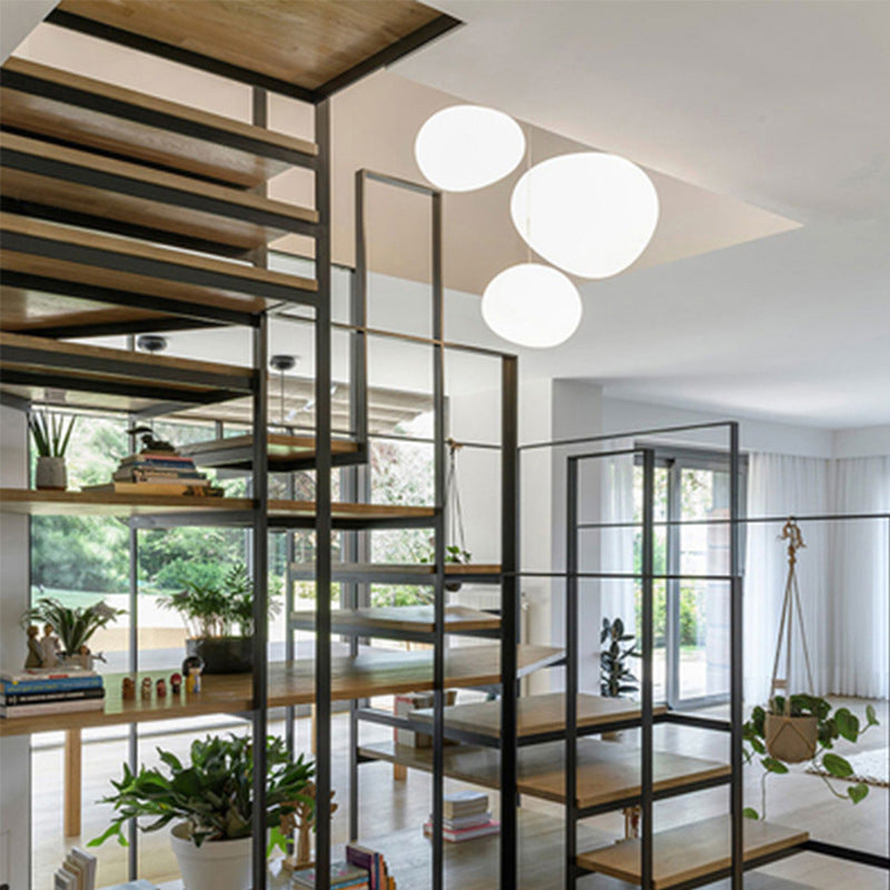 Wit kiezelvormige glazen ophanging Licht Moderne stijl Minimalisme Corridor Verlichtingsarmatuur met 70,8 "verstelbare draad