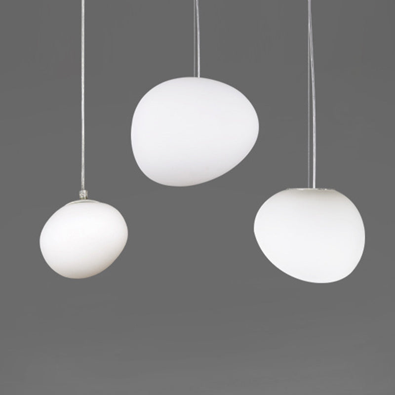 Wit kiezelvormige glazen ophanging Licht Moderne stijl Minimalisme Corridor Verlichtingsarmatuur met 70,8 "verstelbare draad