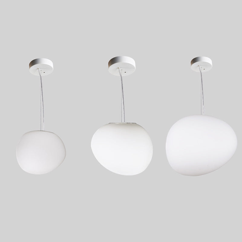 Wit kiezelvormige glazen ophanging Licht Moderne stijl Minimalisme Corridor Verlichtingsarmatuur met 70,8 "verstelbare draad