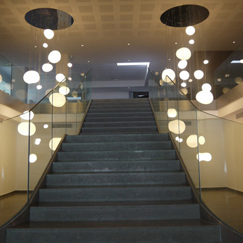 Wit kiezelvormige glazen ophanging Licht Moderne stijl Minimalisme Corridor Verlichtingsarmatuur met 70,8 "verstelbare draad