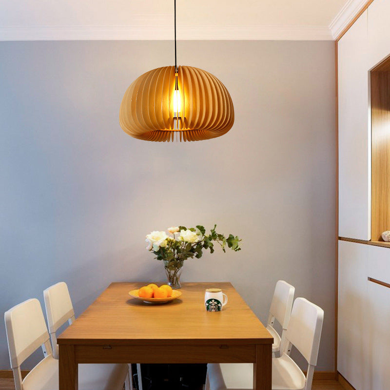 Lámpara de madera maciza de estilo japonés lámpara colgante de 1 ligera forma de iluminación de forma de calabaza para el comedor de cocina