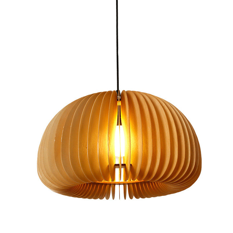 Lámpara de madera maciza de estilo japonés lámpara colgante de 1 ligera forma de iluminación de forma de calabaza para el comedor de cocina