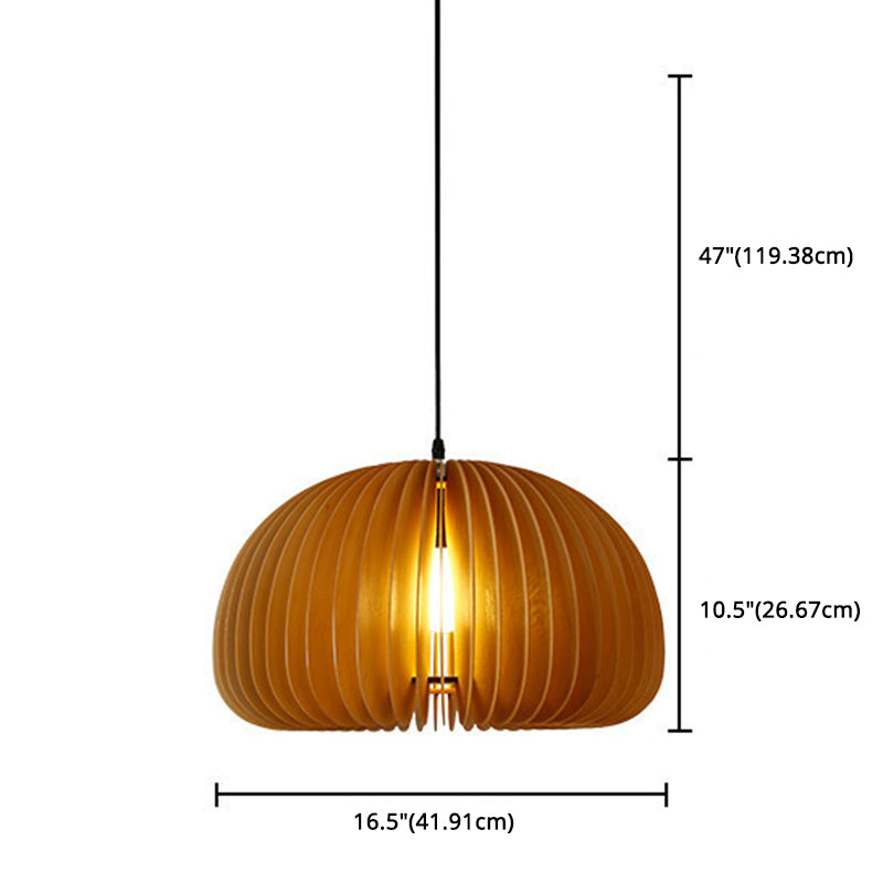 Japanse stijl massieve houten plakjes schaduw hangend licht 1-licht pompoenvorm verlichting armatuur voor keuken eetkamer