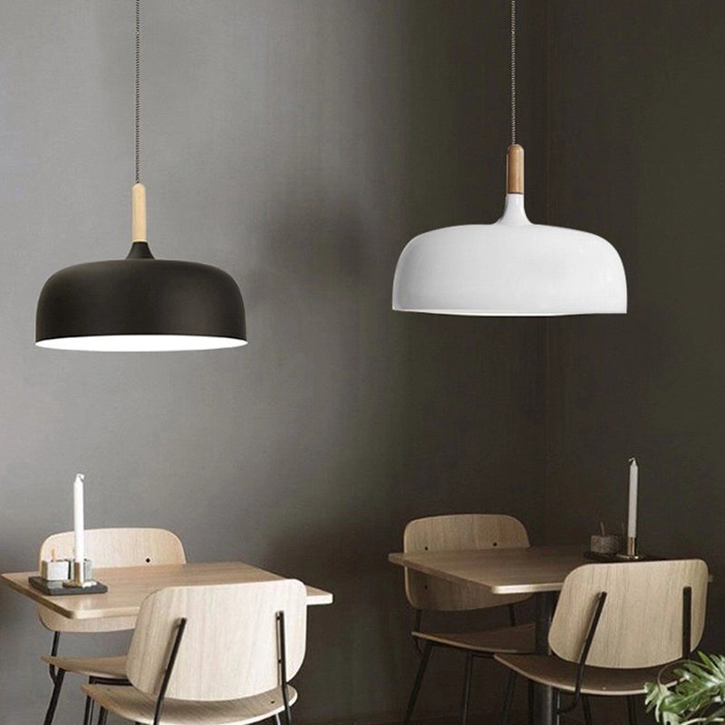 Macaroon Style Single Light Dome Shade Hanging Light 12.5" Wide Nordic Simplicity Lighting Fixture for Dining Room