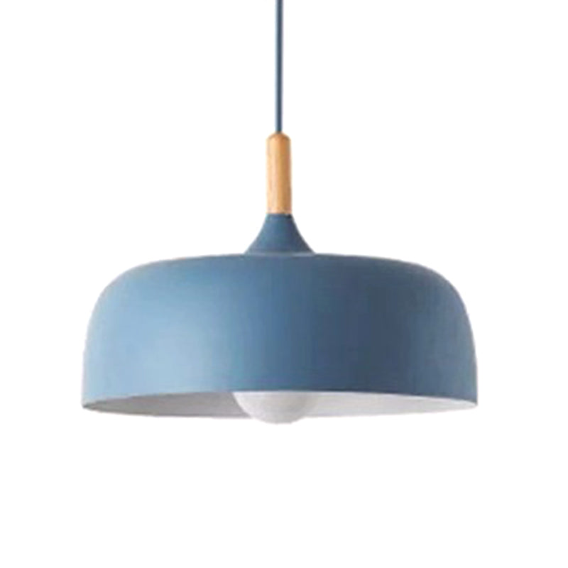 Macaroon Style Single Light Dome Shade Hanging Light 12.5" Wide Nordic Simplicity Lighting Fixture for Dining Room