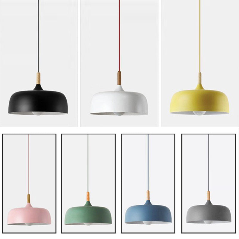 Macaroon Style Single Light Dome Shade Hanging Light 12.5" Wide Nordic Simplicity Lighting Fixture for Dining Room