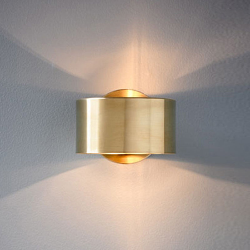 Cylinder Shade Mini Sconce Light Post-Modern 1 Light Metal Wall Light in Brass