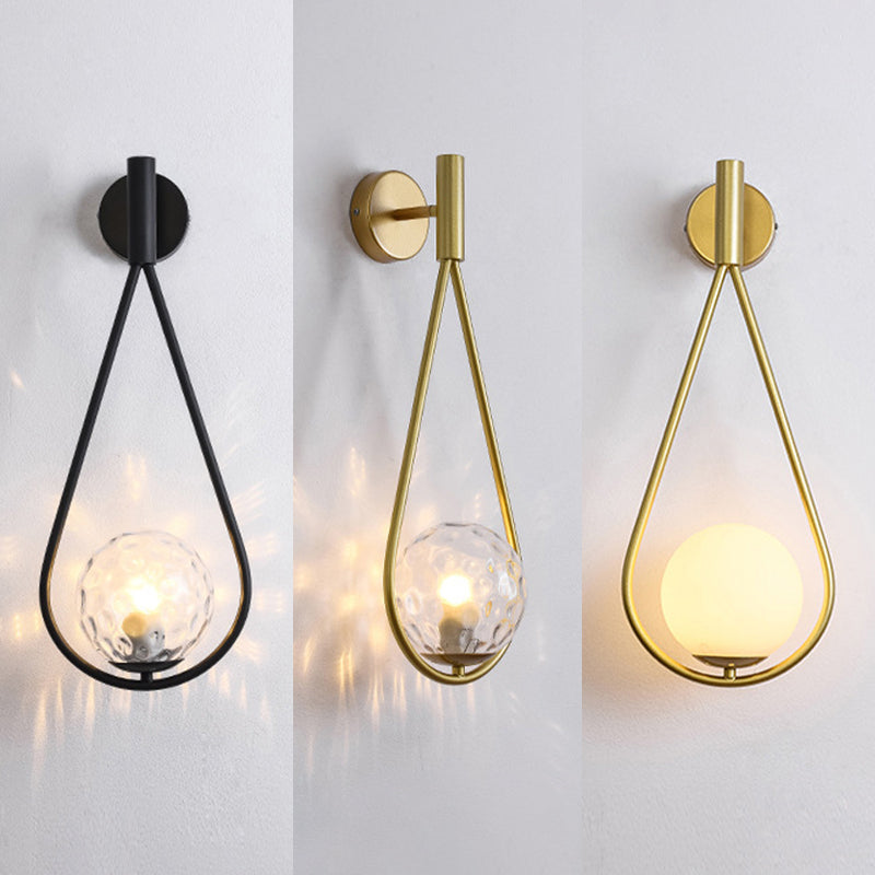 Glass Sphere Wall Sconce Modern Minimalism 1 Light Living Room Suspender Wall Lighting