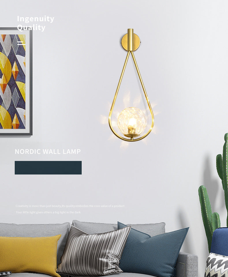 Glass Sphere Wall Sconce Modern Minimalism 1 Light Living Room Suspender Wall Lighting