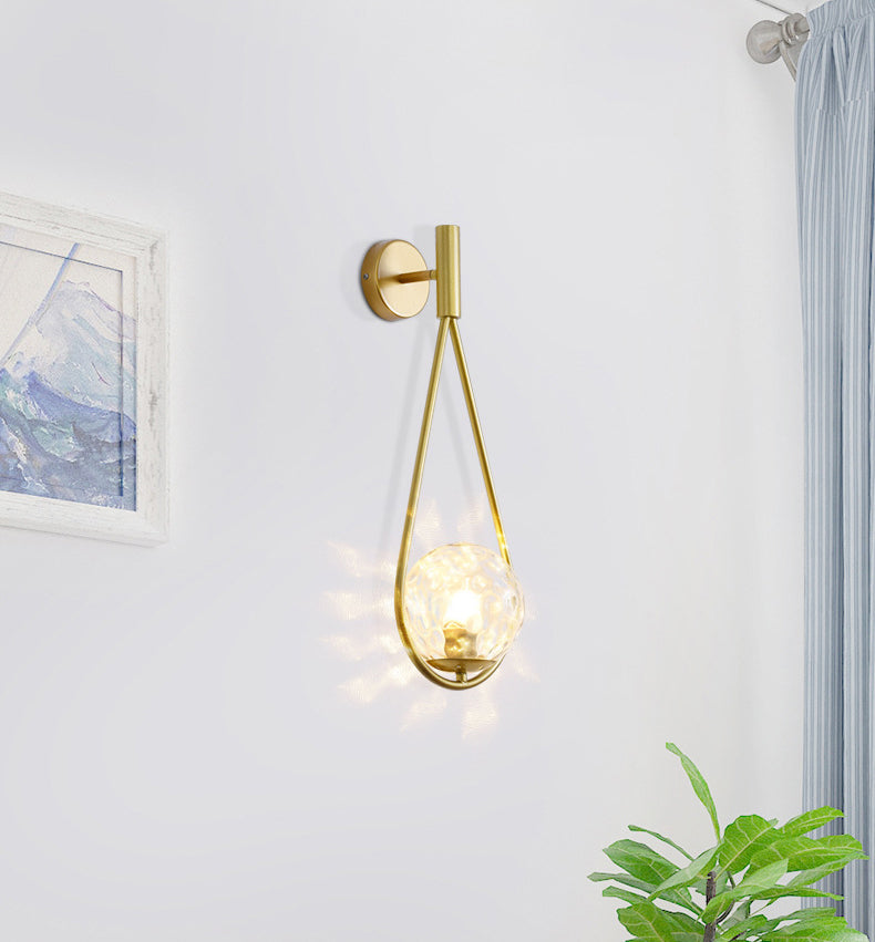 Glass Sphere Wall Sconce Modern Minimalism 1 Light Living Room Suspender Wall Lighting