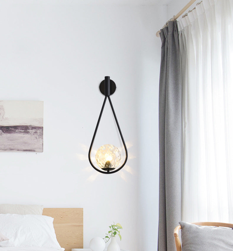 Glass Sphere Wall Sconce Modern Minimalism 1 Light Living Room Suspender Wall Lighting
