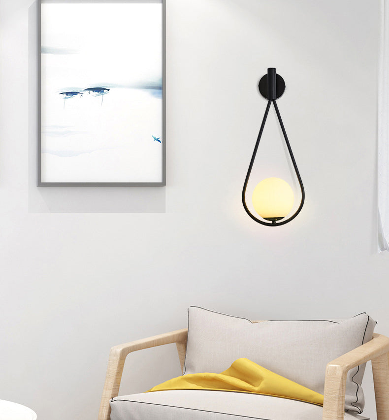 Glass Sphere Wall Sconce Modern Minimalism 1 Light Living Room Suspender Wall Lighting