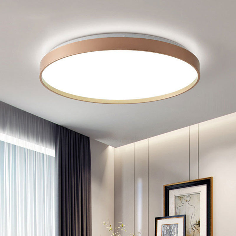 Plafonnier rond simple en métal pour salle d'étude, éclairage LED encastré avec diffuseur en acrylique