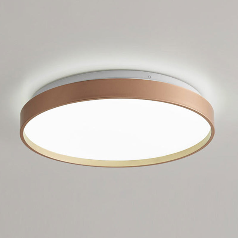 Plafonnier rond simple en métal pour salle d'étude, éclairage LED encastré avec diffuseur en acrylique