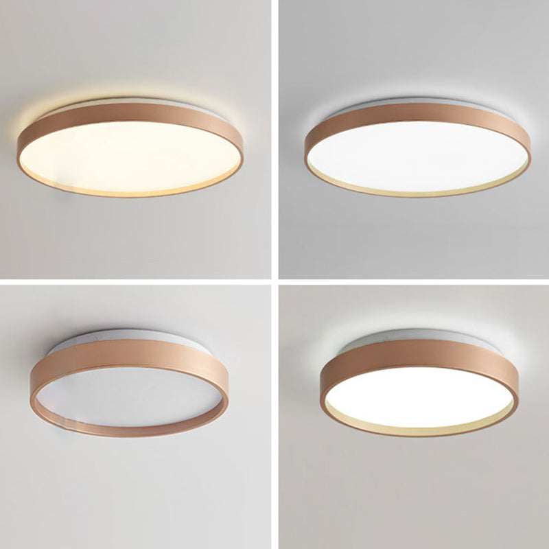 Plafonnier rond simple en métal pour salle d'étude, éclairage LED encastré avec diffuseur en acrylique