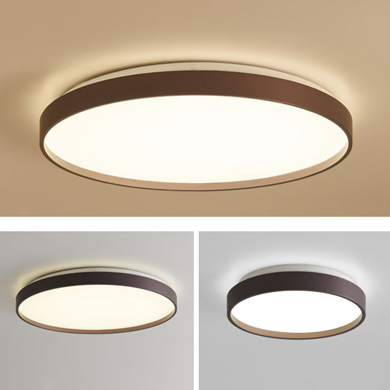 Plafonnier rond simple en métal pour salle d'étude, éclairage LED encastré avec diffuseur en acrylique