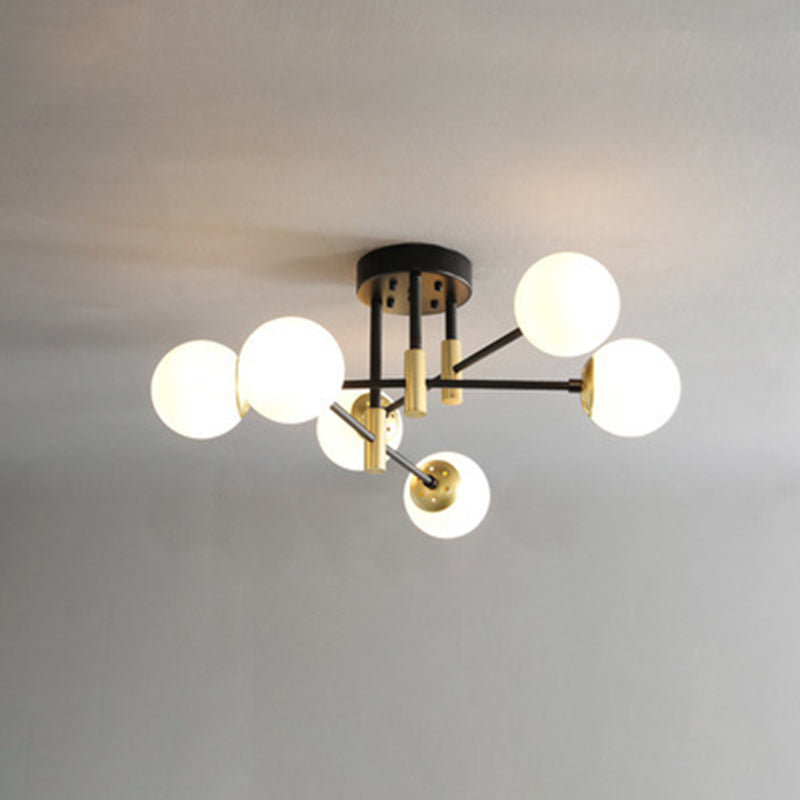 Nordic Style Ceiling Flush Mount Round Glass Flush Mount Ceiling Light for Bedroom