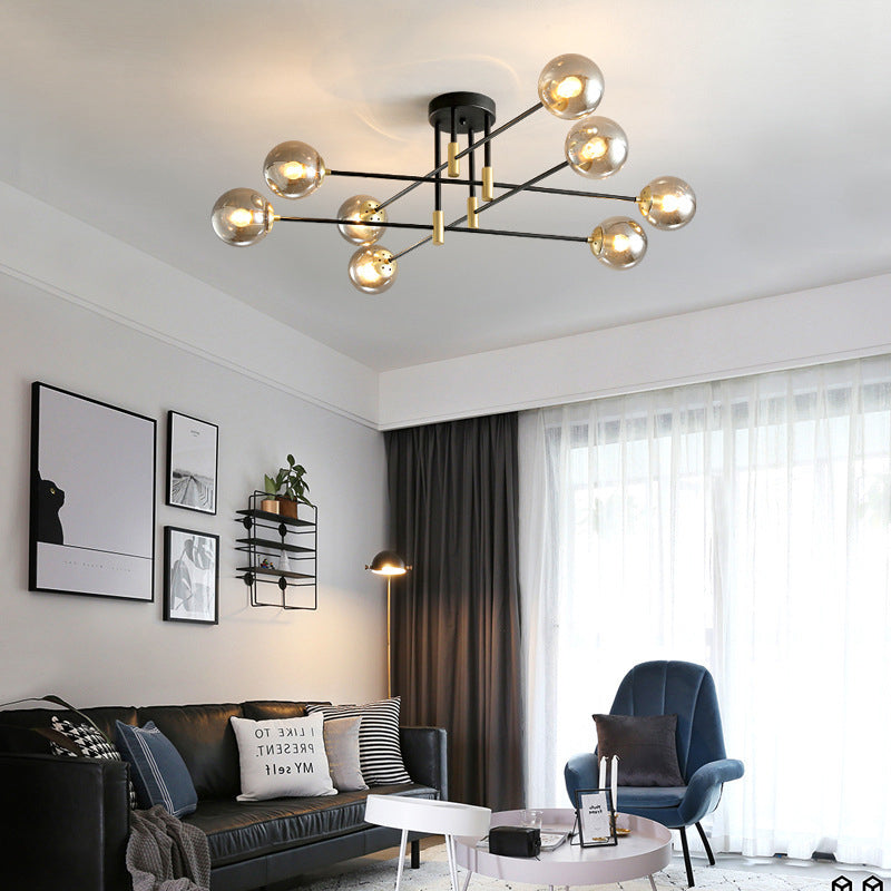 Nordic Style Ceiling Flush Mount Round Glass Flush Mount Ceiling Light for Bedroom