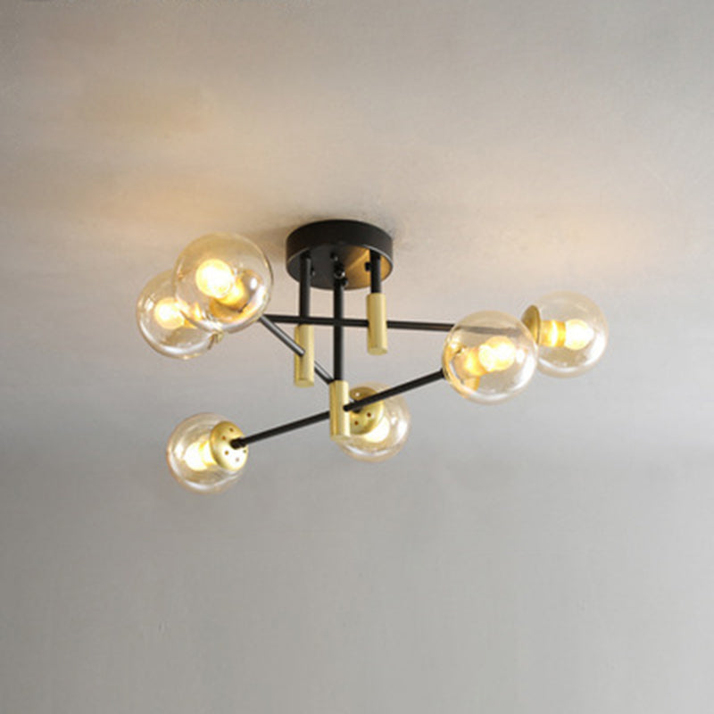 Nordic Style Ceiling Flush Mount Round Glass Flush Mount Ceiling Light for Bedroom