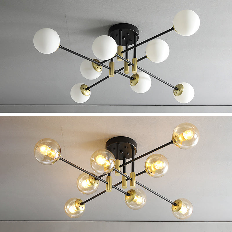 Nordic Style Ceiling Flush Mount Round Glass Flush Mount Ceiling Light for Bedroom