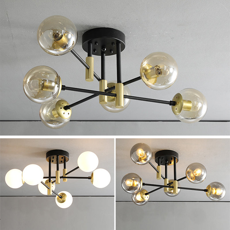 Nordic Style Ceiling Flush Mount Round Glass Flush Mount Ceiling Light for Bedroom