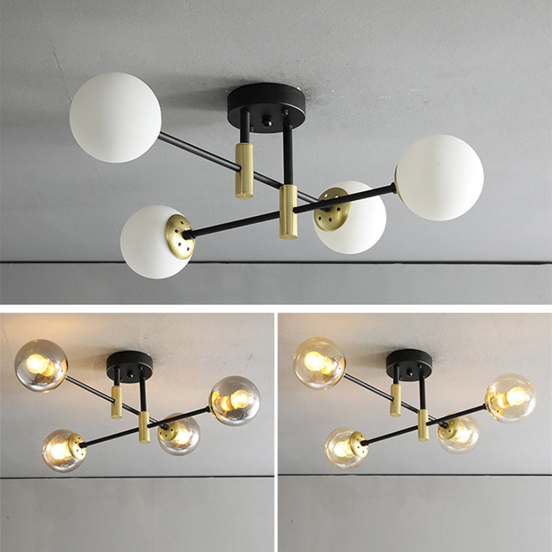 Nordic Style Ceiling Flush Mount Round Glass Flush Mount Ceiling Light for Bedroom