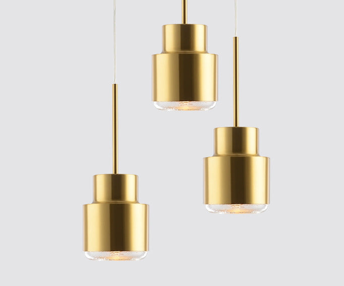 Metalen cilinderhangende verlichtingsarmatuur eenvoudige stijl hanglamp lichtbarmsel in goud