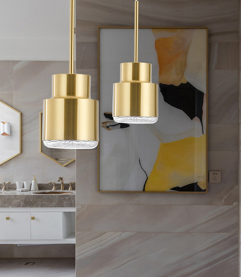 Metalen cilinderhangende verlichtingsarmatuur eenvoudige stijl hanglamp lichtbarmsel in goud