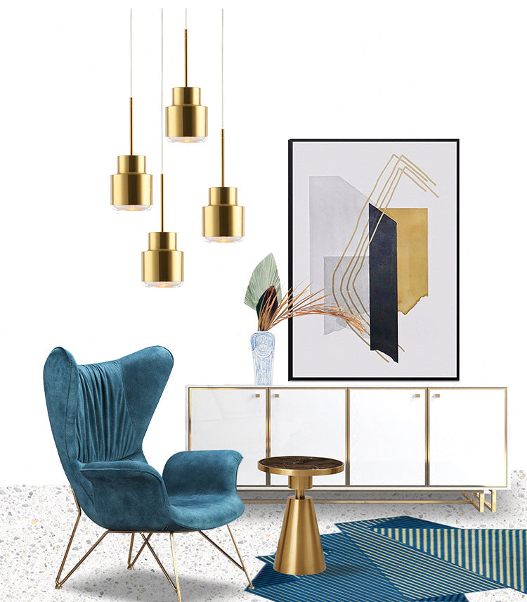 Metalen cilinderhangende verlichtingsarmatuur eenvoudige stijl hanglamp lichtbarmsel in goud