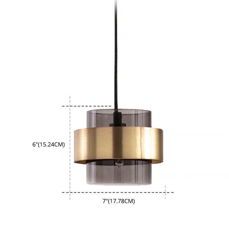 Goldzylinder Suspension Anhänger zeitgenössischer Stil Metall Decke Anhänger Licht für Schlafzimmer