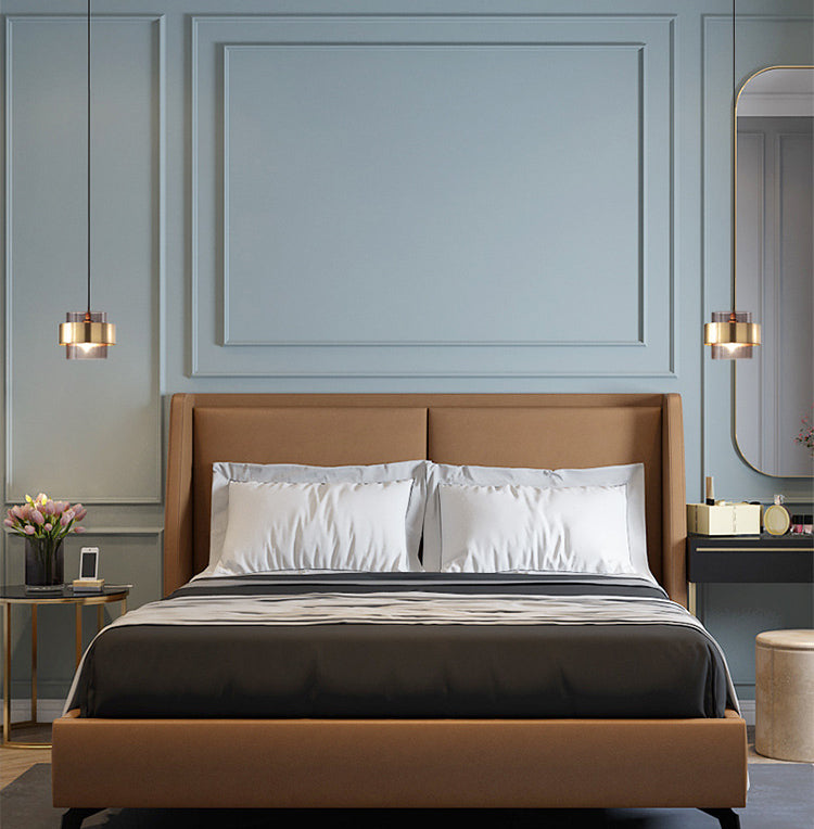 Goldzylinder Suspension Anhänger zeitgenössischer Stil Metall Decke Anhänger Licht für Schlafzimmer