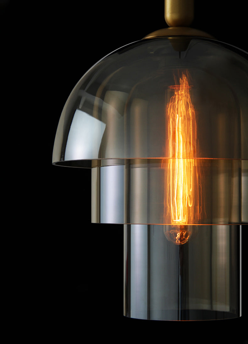 Cognac Triple-layer Glass Shade Suspension Light 9.8" Wide Modern Style Lighting Fixture for Entrance Hallway