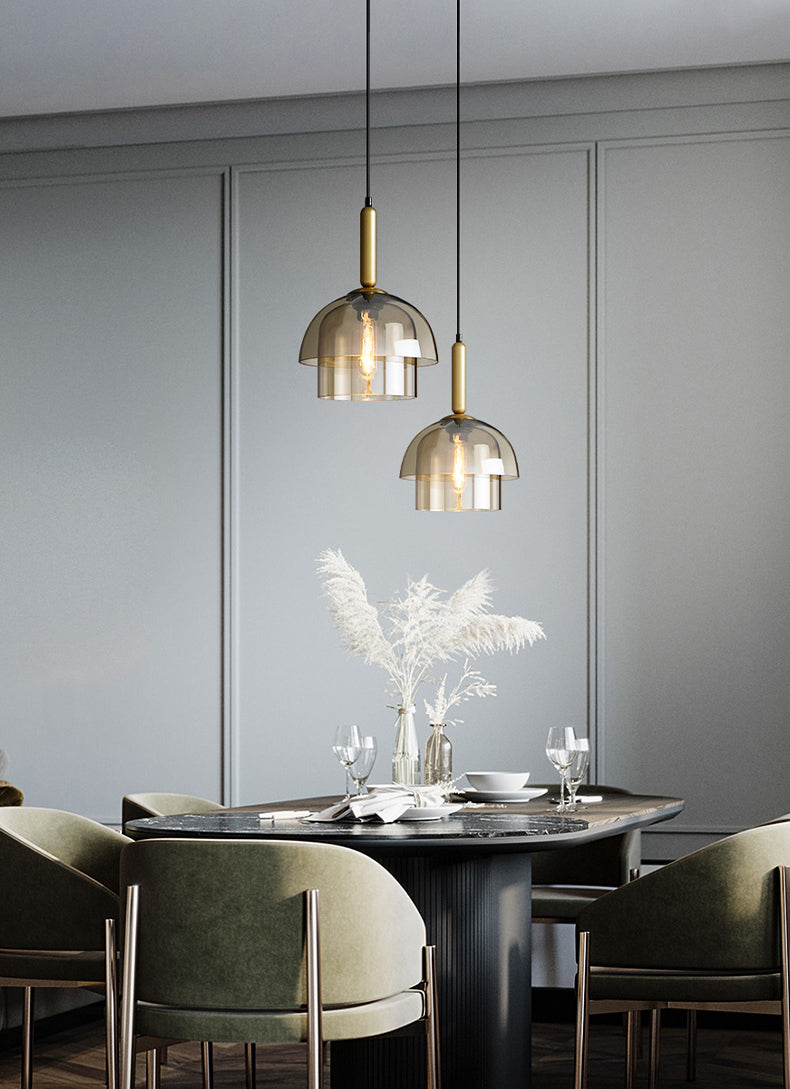 Cognac Triple-layer Glass Shade Suspension Light 9.8" Wide Modern Style Lighting Fixture for Entrance Hallway