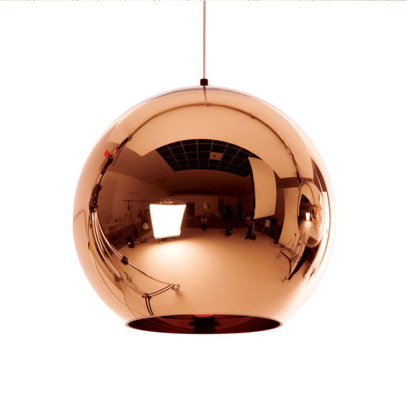 Luz colgante de 1 globo de 1 luces con sombra de vidrio de espejo electrochalado de bronce Simplicidad contemporánea Fixtura de iluminación de comedor