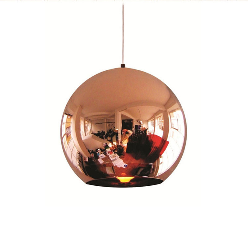 Luz colgante de 1 globo de 1 luces con sombra de vidrio de espejo electrochalado de bronce Simplicidad contemporánea Fixtura de iluminación de comedor