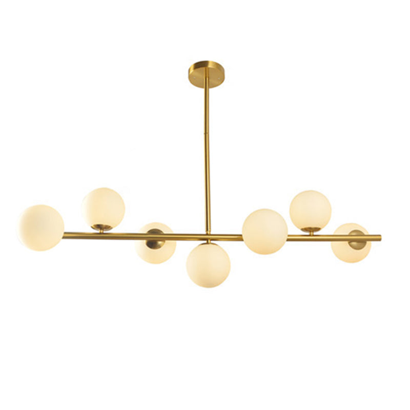 Linear Island Lighting Fixture Minimalism Glass Gold Island Chandelier for Dinning Room