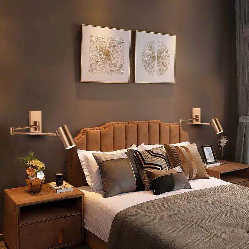 Modern Adjustable Arms Wall Mount Lighting Metallic Wall Mounted Lighting for Bedside