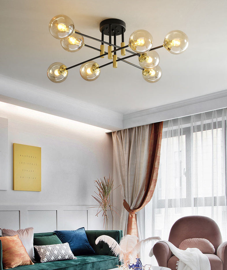 Nordic Style Ceiling Flush Mount Round Glass Flush Mount Ceiling Light for Bedroom